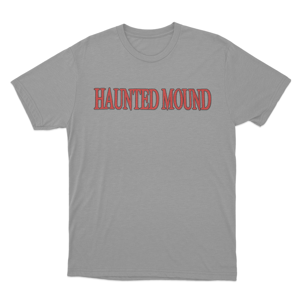 Haunted Text T Shirt Grey Haunted Text T Shirt Grey